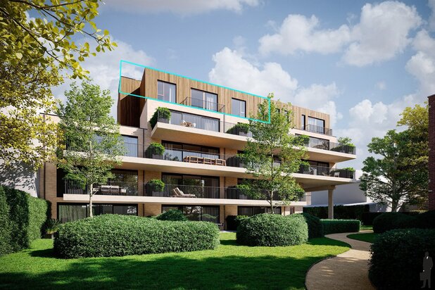 Een penthouse (4de verd) van ca. 116,5 m²  en 2 terrassen (28,7m² en 2,3m²) in project 'Villa Tybaert'!